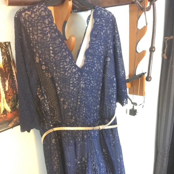 Luxology Navy Lace belted special occasion dress. - Picture 2 of 2